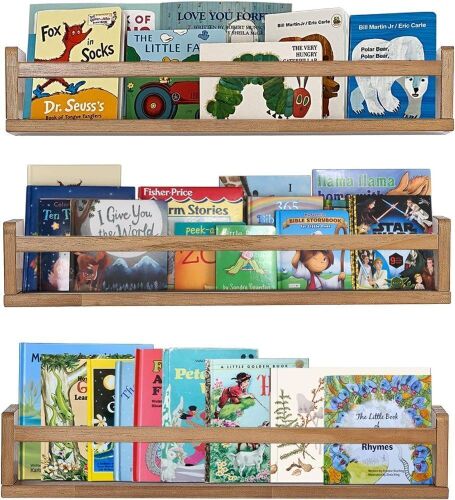 AZSKY Light Walnut Floating Shelves, 24 Inch, Set of 3  - Lot 457