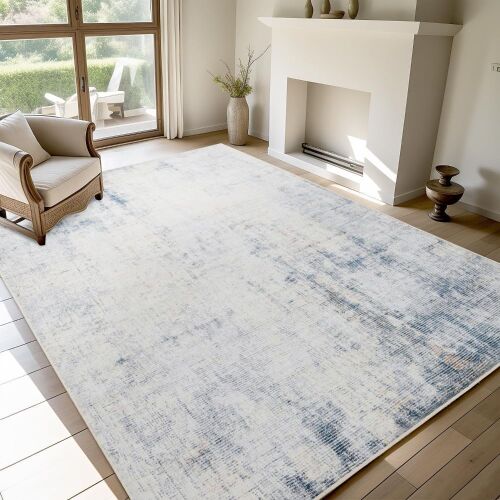 Distressed Blue/Beige Area Rug, Unknown Size  - Lot 459
