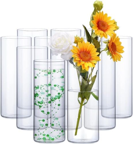 10" Glass Cylinder Vases, 12 pc  - Lot 469