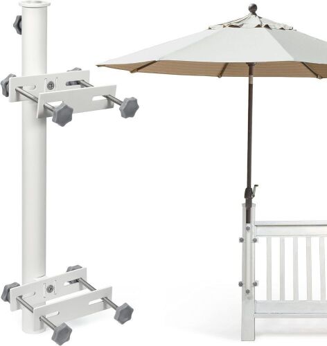 Walrkaur Heavy Duty Stainless Steel Deck Umbrella Mount, Suitable for Horizontal or Vertical Railing Post, Max Span 6 in - Lot 446