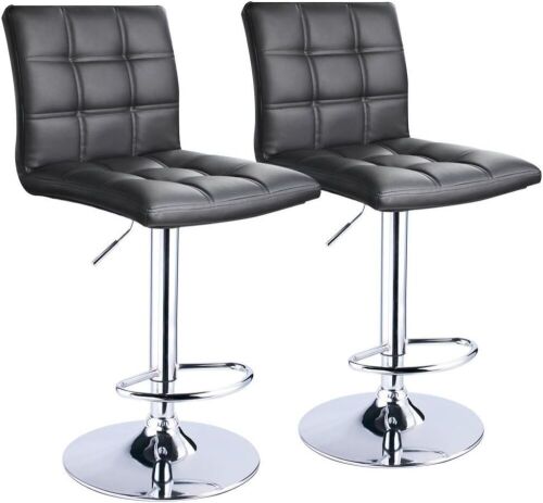 Leopard Modern Square PU Leather Adjustable Bar Stools with Back, Set of 2 - Lot 435