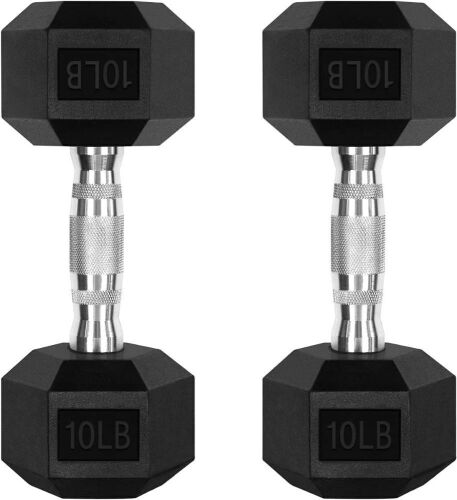 Rubber Encased Hex Dumbbell Set, 10lb  - Lot 356