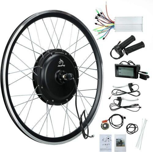 JauoPay 48V 1000W Electric Bicycle Conversion Kit LCD Meter 26" E-Bike Rear Hub Wheel 28mile/h  - Lot 86