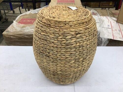 Vintage Hyacinth Storage Tote Basket, Organizer w/ Lid  - Lot 267
