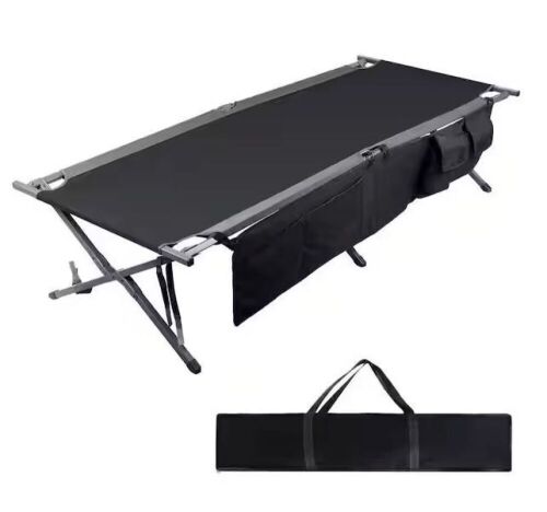 83 in. Steel Heavy Duty Black Folding Camping Cot - Lot 286
