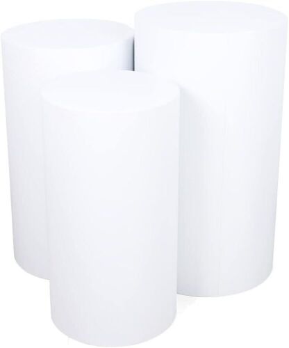 Round Cylinder Pedestal Display Pillars, Set of 3  - Lot 107