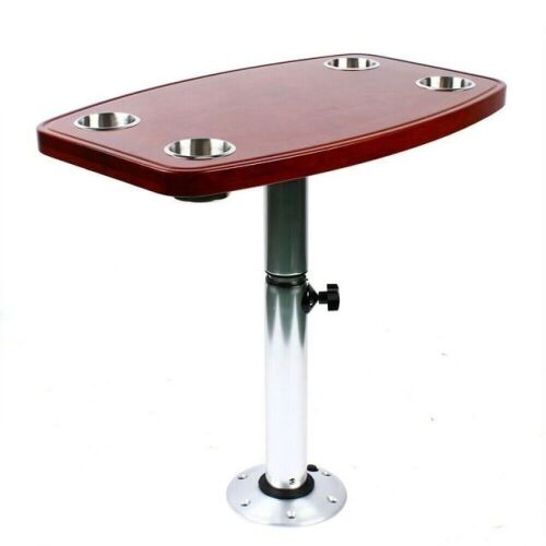 OUKANING RV Adjustable Oak Table with 4 Cup Holders, 23.6 x 15inches - Unknown if Hardware is Complete - Lot 108