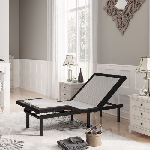 Twin-XL Adjustable Bed Frame with Electric Vibration Massage, Remote Control, Dual USB Ports - Lot 54