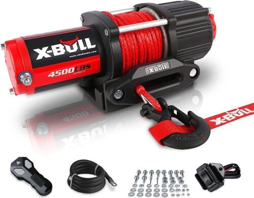 X-BULL 4500 lbs 12V Electric ATV/UTV Winch with Waterproof Synthetic Rope  - Lot 25