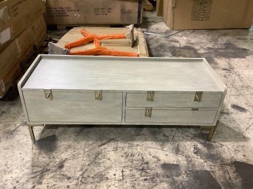 Anthropology table 51"L X 18" T missing 1 knob - Lot 61