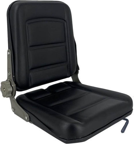 TABODD Universal Forklift Seat for Garden Lawn Mower, Komatsu Style Folding Seat Suspension Seat with Adjustable Backrest Slidable Track for Mini Digger Forklift Excavator & Skid Loader, Black - Lot 189