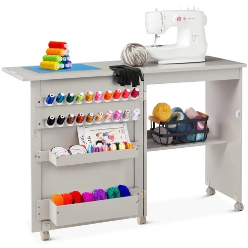 Folding Sewing Table Multipurpose Craft Station & Side Table w/ Wheels : 46"(L) x 14.75"(W) x 30.5"(H) - Lot 79
