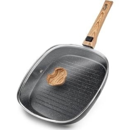 DRICKATE Grill Pan For Stove Tops With Lid, 11inch Nonstick Square Griddle Pan With Detachable Handle, Induction Steak Bacon Pan - Lot 230