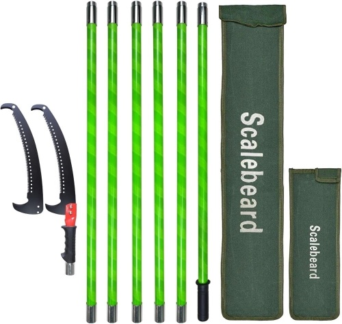 Scalebeard 21 Foot Pole Saws for Tree Trimming, Extendable Tree Trimmer Pruning Saw, Manual Branch Cutter Tree Pruner with Attachment Saw Blade - Lot 236