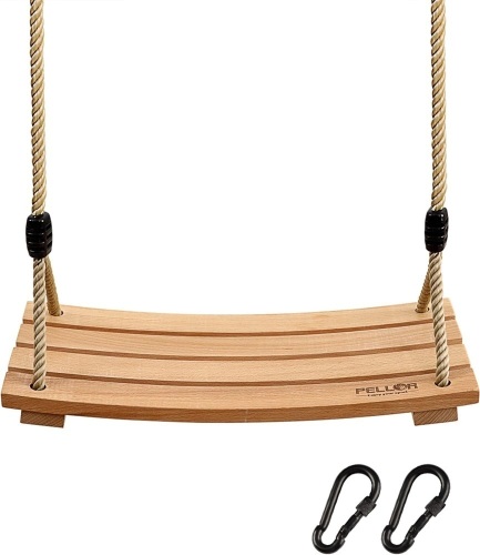Pellor Wood Tree Swing Seat,Indoor Outdoor Rope Wooden Swing Set for Children Adult Kids 17.7x7.9x0.6 inch - Lot 240