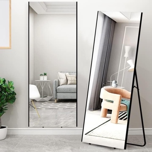 brisafe Full Length Mirror, 71"x24" Shatterproof Mirror Full Length Wall Mounted, Standing Floor Full-Length Mirror Hanging or Leaning, Large Aluminum Alloy Framed Mirror for Kids Bedroom, Black - Lot 252
