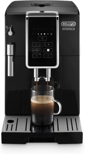De'Longhi Dinamica Espresso Machine, Black - Automatic Bean-to-Cup Brewing, Built-In Steel Burr Grinder & Manual Frother - One-Touch Hot & Iced Coffee - Easy Cleanup 9.3"D x 16.9"W x 13.7"H - Lot 298