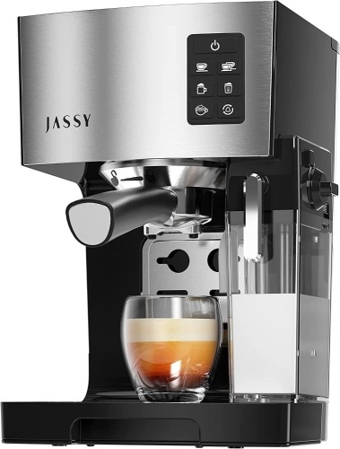 JASSY Espresso Coffee Machine Cappuccino Maker with 20 BAR Pump & Powerful Milk Tank for Home Barista Brewing,Multiple Functions in One Touch for Espresso/Moka/Cappuccino,Self-Cleaning System,1250W 9.84"D x 8.27"W x 12.2"H - Lot 299