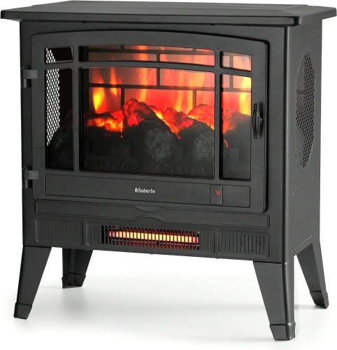 TURBRO Suburbs TS25 Electric Fireplace Infrared Heater - 25" Freestanding Fireplace Stove with Adjustable Flame Effects, Overheating Protection, Timer, Remote Control - 1400W, Black - Lot 313
