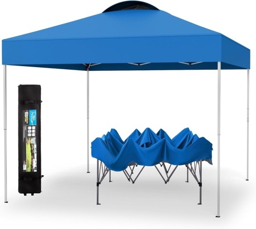PHI VILLA Outdoor Pop up Canopy 10'x10' Tent Camping Sun Shelter-Series Party Tent, 100 Sq. Ft of Shade (Blue)   - Lot 314