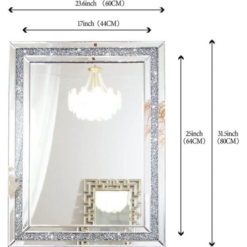 SHYFOY (SF-WM077) Rectangle Decorative Wall Mirror Crushed Diamond Vanity Mirror - Lot 267