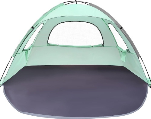WhiteFang Beach Tent Anti-UV Portable Sun Shade Shelter for 3 Person, Extendable Floor with 3 Ventilating Mesh Windows Plus Carrying Bag, Stakes and Guy Lines - Lot 282