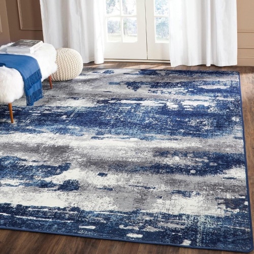 BEIMO Area Rugs for Bedroom Living Room Machine Washable Large Modern Abstract Print Soft Entryway Runner Rug, Non Slip Carpet with Gripper, Blue 5x7 - Lot 195