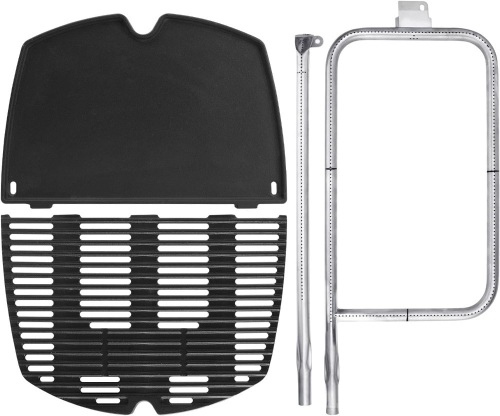 EasiBBQ 65032 Grill Burner Tube, 7646 Cast Iron Grates and 6506 Griddle for Weber Q300, Q320, Q3000, Q3200 Series, 57060001, 586002 Grills. - Lot 200