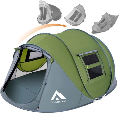 4 Person Easy Pop Up Tent Waterproof Automatic Setup 2 Doors-Instant Family Tents for Camping Hiking & Traveling - Lot 206