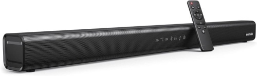 evatronic Sound Bar for TV, 32-inch Stereo 50W Sound Bar TV Speaker, Wireless Bluetooth 5.3, 3 Equalizer Modes, Opt/AUX/ARC Connection, DSP Audio with Remote Control, Wall Mountable for Home, TV, PC - Lot 210
