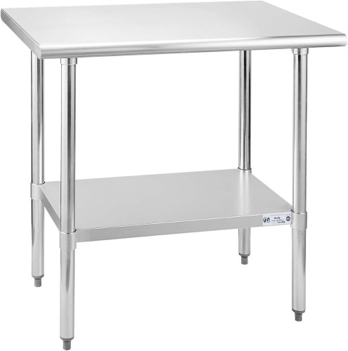 Hally Stainless Steel Table for Prep & Work 24 x 36 Inches, NSF Commercial Heavy Duty Table with Undershelf and Galvanized Legs for Restaurant, Home and Hotel  - Lot 218