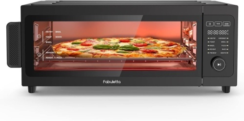Air Fryer Toaster Oven Combo - Fabuletta 10-in-1 Countertop Convection Oven 1800W, Flip Up & Away Capability for Storage Space, Oil-Less Air Fryer Oven Fit 12" Pizza, 9 Slices Toast, 5 Accessories  - Lot 402