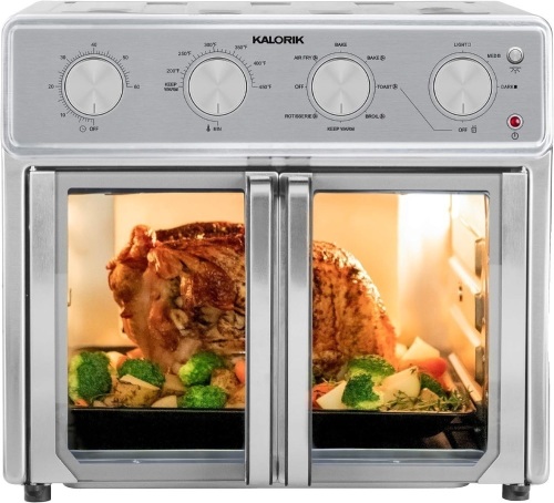 Kalorik MAXX® Air Fryer Oven, 26 Quart 9-in-1 Countertop Toaster Oven and Air Fryer Combo - Fry, Bake, Roast, Rotisserie, & More, 7 Easy-to-Clean Accessories, 1700W, Stainless Steel, AFO 47267 OW  - Lot 423