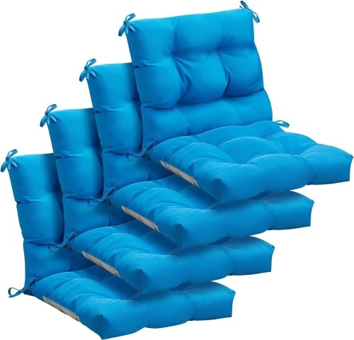 Marsui 4 Pcs Outdoor Indoor Seat/Back Chair Cushions Tufted Pillow with Ties All Weather Replacement Cushions Patio Furniture Cushions Outdoor Furniture, 42 x 21 Inches (Blue)  - Lot 429