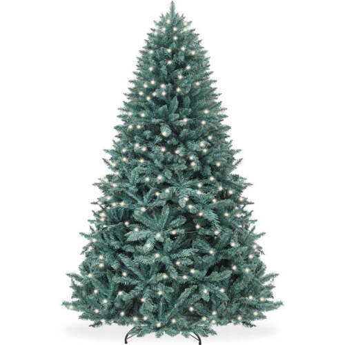 Pre-Lit Blue Spruce Christmas Tree w/ Foldable Base, Incandescent Lights 6ft - Lot 6715