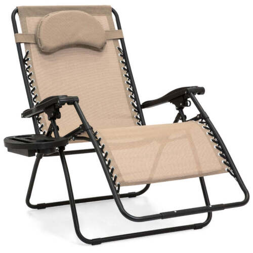 Oversized Reclining Zero Gravity Chair Lounger w/ Cup Holder, Pillow - Lot 6720