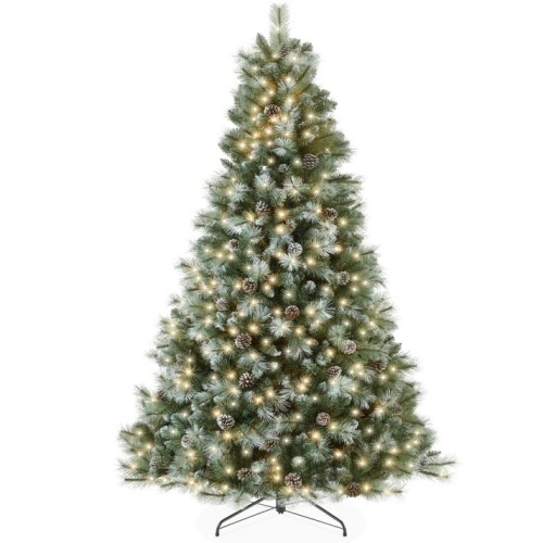 Pre-Lit Frosted Artificial Scotch Pine Christmas Tree w/ Metal Stand 9ft - Lot 6919