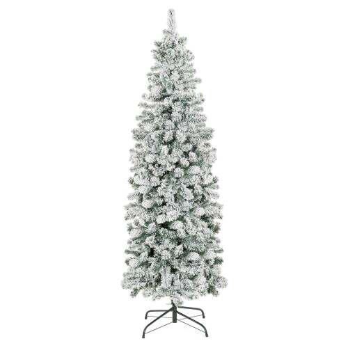 Snow Flocked Artificial Pencil Christmas Tree w/ Stand - Lot 4824