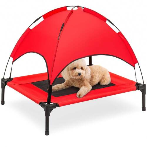 Elevated Cooling Dog Bed, Outdoor Pet Cot w/ Canopy, Carry Bag - Lot 5323