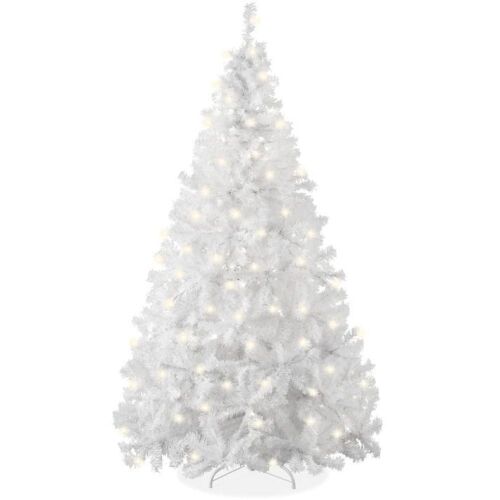 Pre-Lit Hinged Artificial White Pine Christmas Tree w/ Lights, Metal Stand - Lot 5981