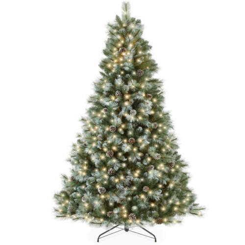 Pre-Lit Frosted Artificial Scotch Pine Christmas Tree w/ Metal Stand 7.5ft - Lot 7055