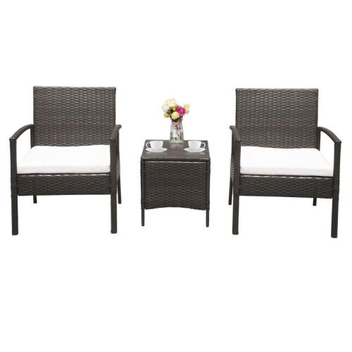 3 Piece Outdoor Rattan Conversation Patio Set  - Lot 593