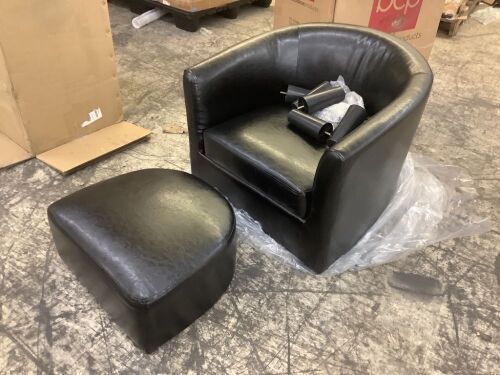 Kids Faux Leather Accent Chair & Ottoman - Lot 598