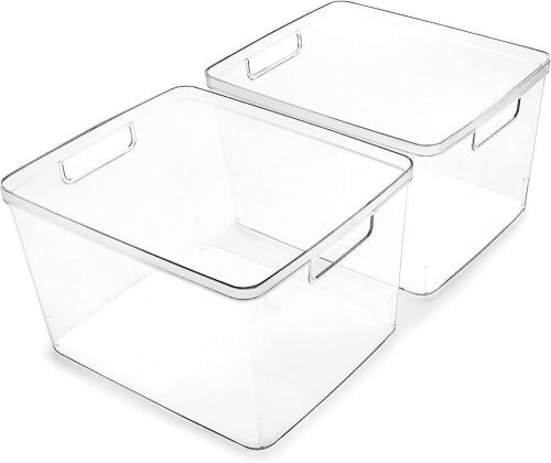 Bino The Lucid Collection 2 Pack Large Clear Storage Bins, 14 x 11.5 x 8.5 in - Lot 549