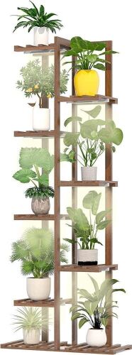 Solatmos Wood Plant Stand with Grow Lights, 8 Tier  - Lot 559