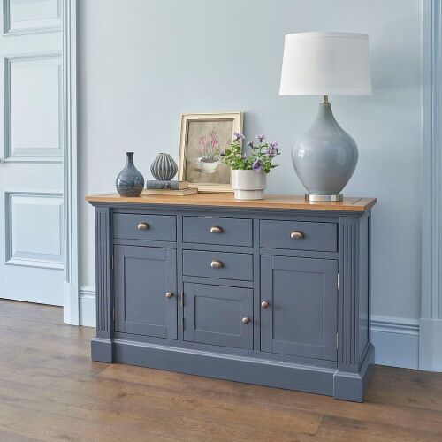 Highgate Rustic Oak and Blue Painted Hardwood Large Sideboard - Lot 13