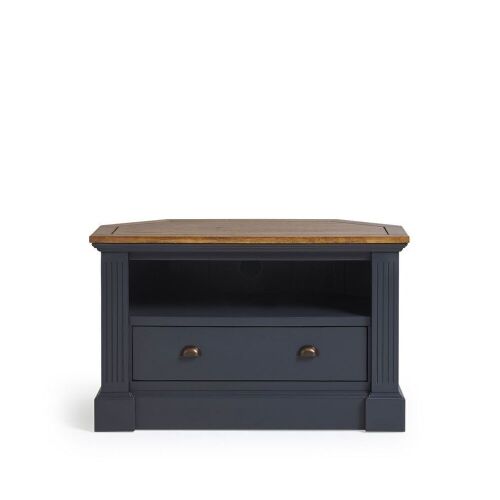 Highgate Rustic Solid Oak & Painted Corner TV Unit - Lot 41