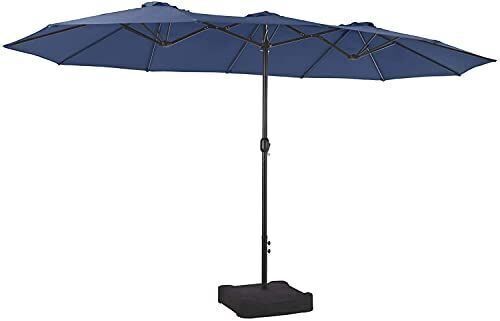 PHI VILLA 15ft Patio Umbrella Double-Sided Outdoor Market Extra Large Umbrella with Crank, Base Included - Lot 269