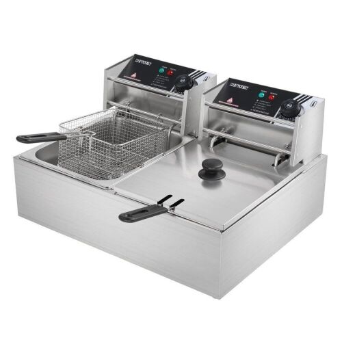 ROVSUN 22.8QT Double Electric Deep Fryer Countertop with 2 Basket Temperature Adjustable - Lot 53