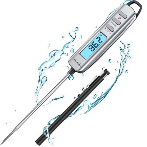 Lot of (4) iclanda Digital Instant-Read Kitchen Thermometer with Backlight, Waterproof, Calibration & Reset - Lot 408
